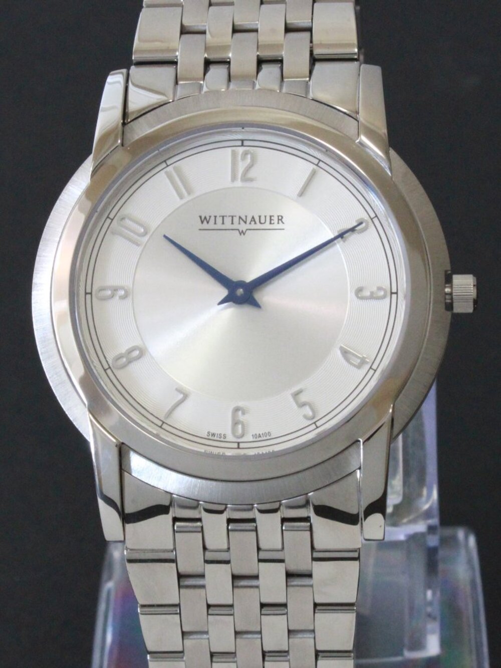 Wittnauer Men's Swiss Quartz Watch Silver Dial Applied Indices Blue Hands  39mm - Picture 6 of 13